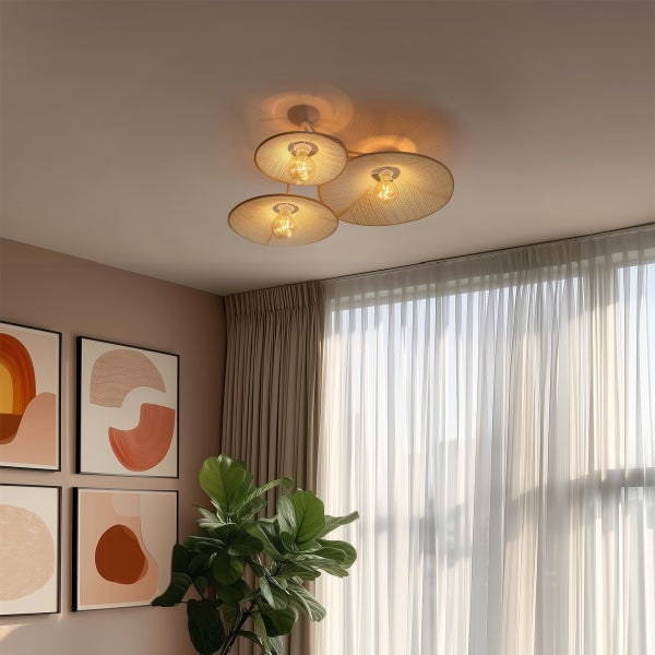 Design-Wandleuchte weiß mit Stoff 3-flammig – Jane