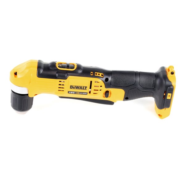 DeWALT Akku-Winkelbohrmaschine 18 Volt XR Lithium-Ionen ohne Akku in Gelb und Schwarz.