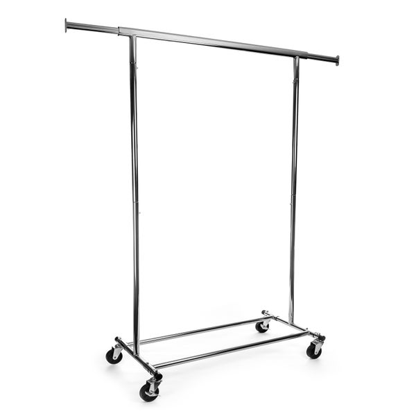Verstellbare Kleiderstange aus Metall mit Rollen