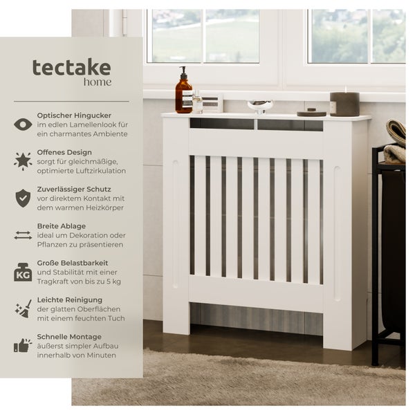 Heizkörperverkleidung im Badezimmer mit Ablagefläche