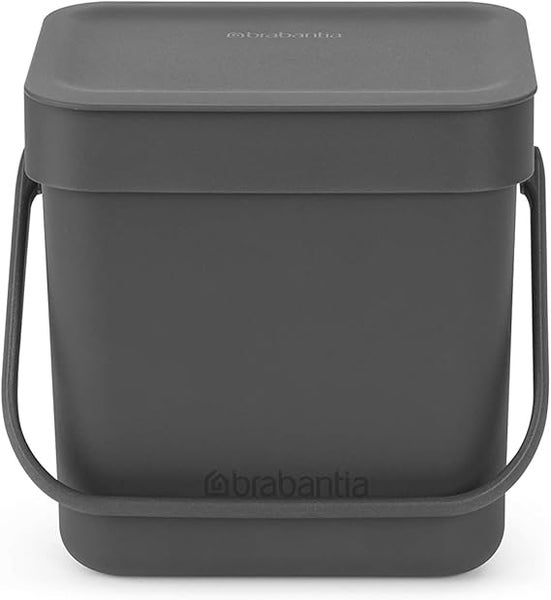Brabantia Abfallsammler Mit Stay Open Deckel 3 Liter HxBxT 17,4 x 18,8 x 13,9 cm Kunststoff Dunkelgrau