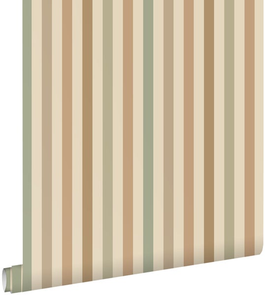 ESTAhome Tapete Streifen Grün und Braun - 50 x 900 cm - 131605