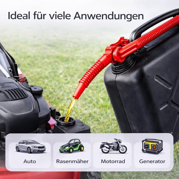 Kraftstoffkanister beim Befüllen eines Rasenmähers, geeignet für Auto, Motorrad und Generator