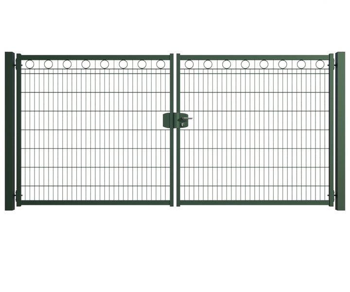 Doppelflügeltor aus Metall mit Gitter