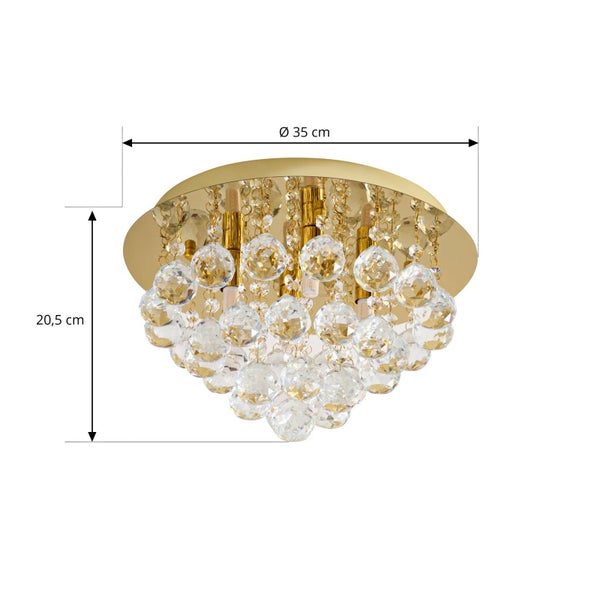 Deckenleuchte mit Kristallen, Durchmesser 35 cm