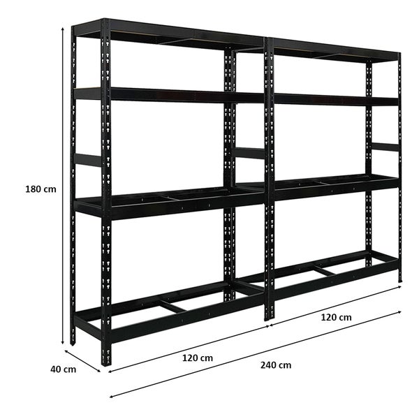 PROREGAL Mega Deal 2x Reifenregal Tiger HxBxT 180x120x40 cm bis zu 12 Reifen auf 2 Ebenen mit 2 Fachboden Schwarz Reifenständer