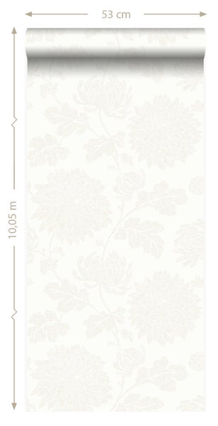 Tapetenrolle mit Blumenmuster, 53 cm breit, 10,05 m lang