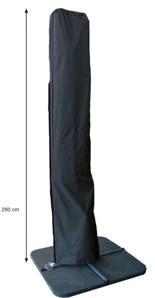 Schutzhülle für Sonnenschirme mit einer Höhe von 260 Zentimeter.