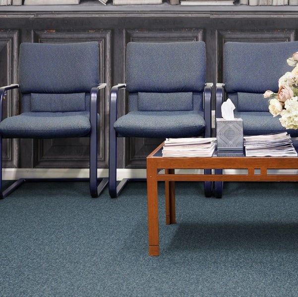 Nadelvlies Teppichboden blau grau Nadelfilz Meterware Robuster Textilbelag 500 cm Breite (Meterware)