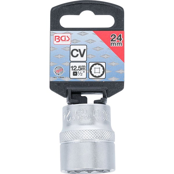 BGS Steckschlüssel-Einsatz Zwölfkant Antrieb Innenvierkant 12,5 mm (1/2) SW 24 mm - 10644