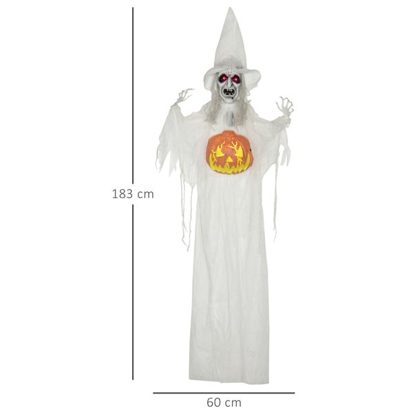 HOMCOM Halloween Dekoration, 60L x 18B x 183H cm, Polyester, PE, Stahl, Weiß