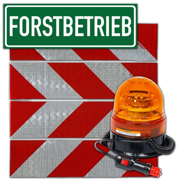 Kfz-Folie UvV Avery DIN30710 Magnetset + Kennleuchte Tower | mit oder ohne Hinweisschild 45x15 | / mit Forstbetrieb