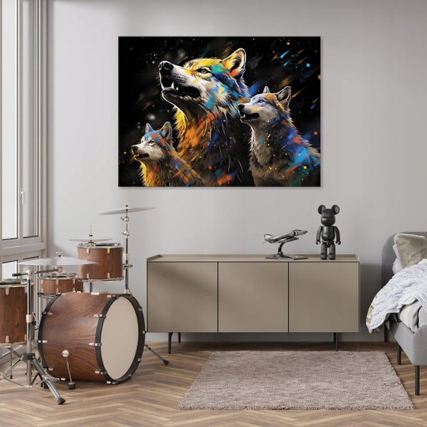 Leinwandbild Abstrakt Wolf Bilder Modern Wohnzimmer 60X40 cm