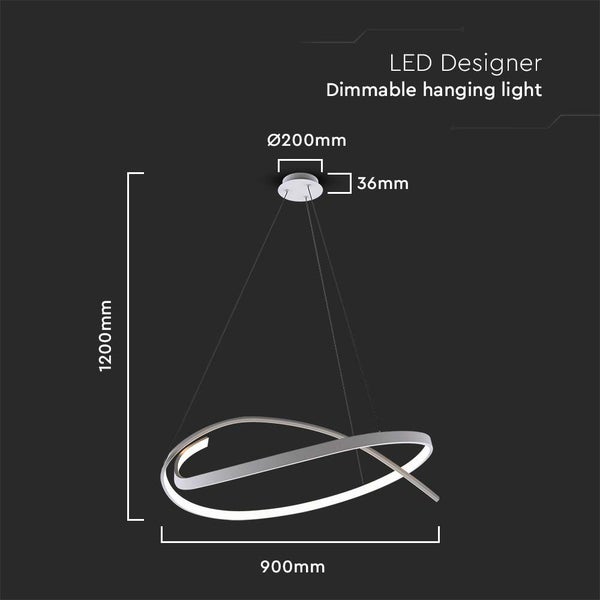 LED-Design-Hängeleuchte, dimmbar, mit den Maßen 1200 x 900 Millimeter