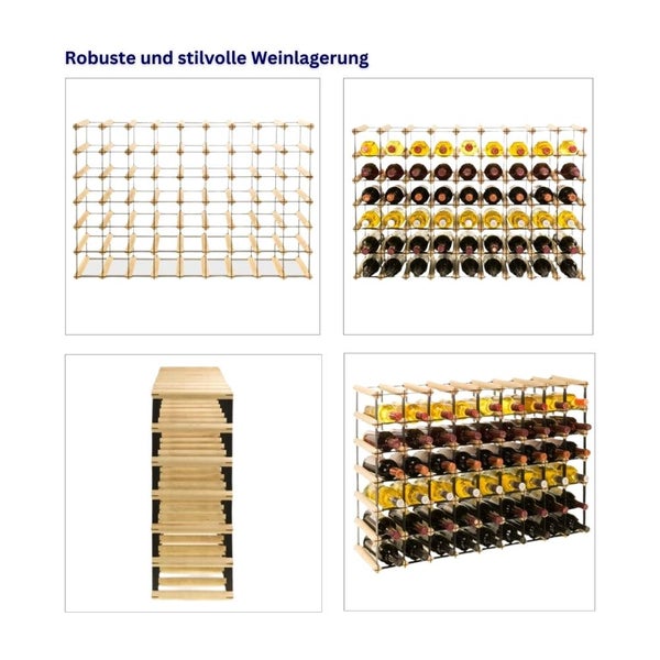 PROREGAL Modulares Weinregal Vinotega Mod Metal HxBxT 62,5 x 92,5 x 24,5 cm 9 x 6 Flaschen Massives Kiefernholz Natur