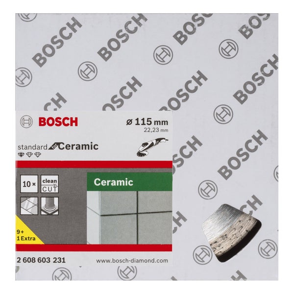 Bosch 10x Diamanttrennscheibe Standard for Ceramic, 115 x 22,23 x 1,6 x 7 mm - 2608603231