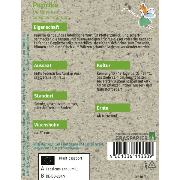 Paprika De Cayenne Samen von Grüne Fee