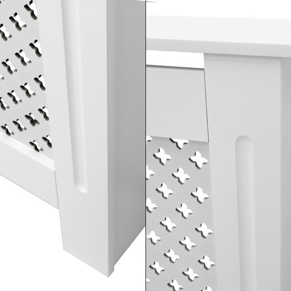 ECD Germany Heizkörperverkleidung mit Wabenmuster 78x19x82 cm Weiß aus MDF lackiert für Schlafzimmer Wohnzimmer - Heizungsverkleidung Heizkörperabdeckung Heizungsabdeckung Heizung Heizkörper Abdeckung