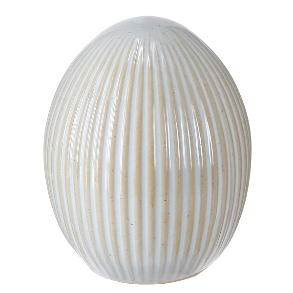 Keramikdekoration in Eiform mit vertikalen Rillen