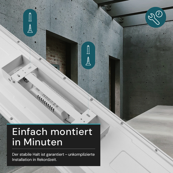 Montage einer Lampe mit Dübeln an einer Wand.