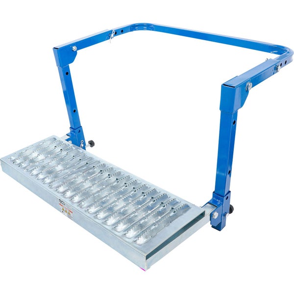 Leiterplattform mit blauer Halterung