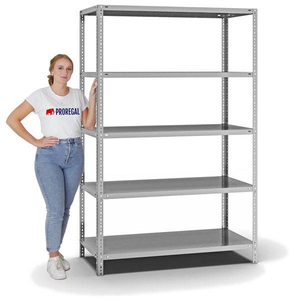 PROREGAL Fachbodenregal Schraubsystem Medium-Duty Grundregal HxBxT 200 x 130 x 60 cm 5 Ebenen Fachlast 200 kg Beidseitig Nutzbar Verzinkt