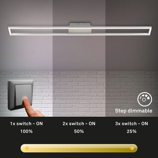LED Deckenleuchte Wandleuchte Dimmbar Memoryfunktion 20W alu Metall Briloner