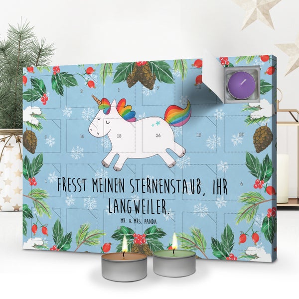 Mr. & Mrs. Panda Duftkerzen Adventskalender Einhorn Happy - Blau Pastell