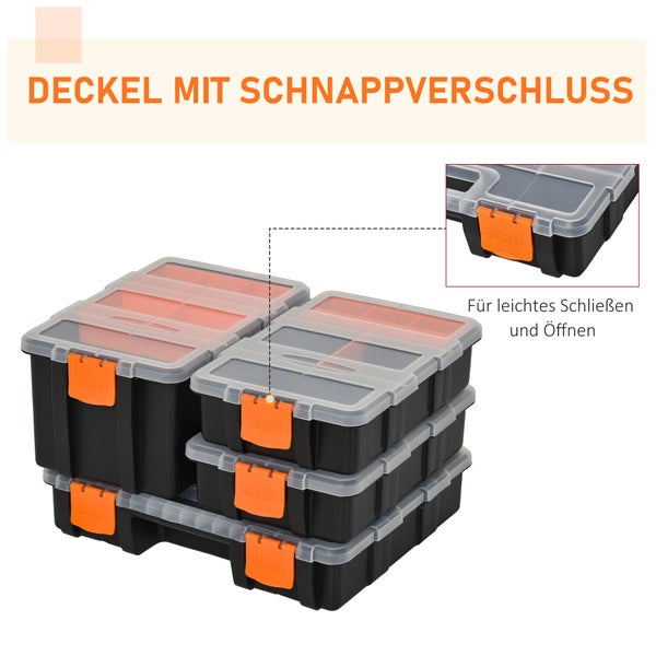 DURHAND 4PCS Werkzeugaufbewahrung, 28,7 x 22,5 x 5,5 cm, Kunststoff, Orange