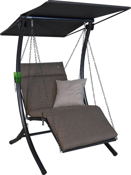 ANGERER Hollywoodschaukel 1-Sitzer Luxus Smart – Schaukel zum Sitzen, Liegen & Entspannen, 100 x 145 x 160 cm, inkl. Bett-Funktion, einfache Montage, Made in Germany, hochwertiger Stoff, olive