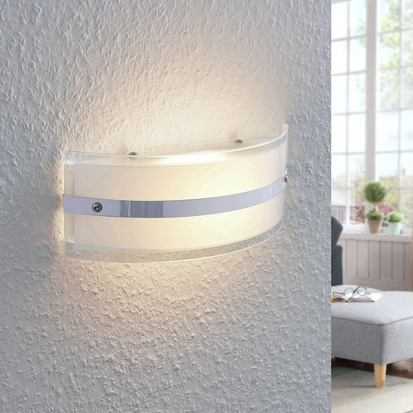 Lindby LED Wandleuchte, Wandlampe Innen Zinka (Modern) in Weiß aus Glas (1 flammig ) - Wandstrahler Wandbeleuchtung Schlafzimmer / Wohnzimmer Wohnzimmerleuchte