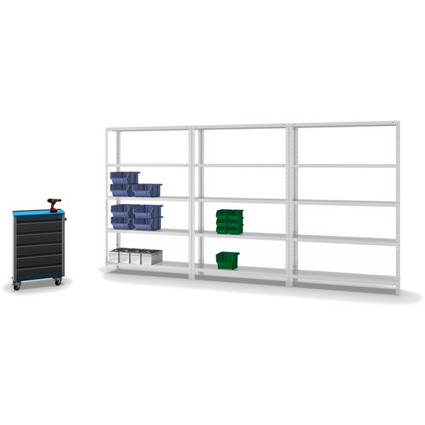 PROREGAL Fachbodenregal Schraubsystem Heavy-Duty Grundregal HxBxT 200 x 130 x 30 cm 5 Ebenen Fachlast 350 kg Beidseitig Nutzbar Lichtgrau