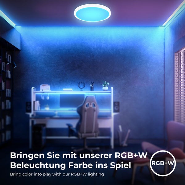 LED Panel Ø27 cm - 20W, 2100lm, smart, dimmbar, Fernbedienung, CCT, RGB, weiß