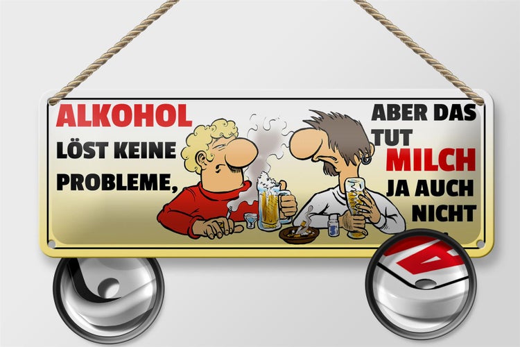 Blechschild Spruch 27x10cm löst keine Probleme Dekoration