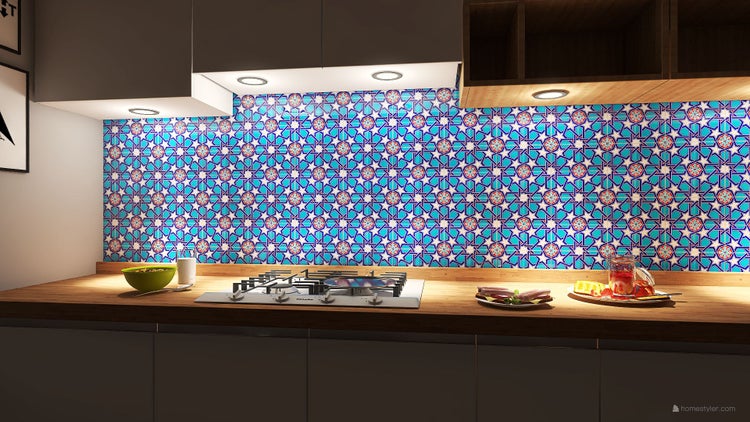 Türkische Fliesen Keramik 20x20 Mazhar - Keramische Wandfliesen für Bad und Küche im Mosaikstil | Packung mit 12 dekorativen Keramikfliesen 0,48 m2