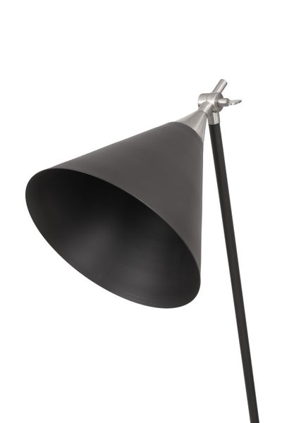 Designer Stehlampe im Factory-Style Schwarz Silber, Loft Stil Lampe 144 cm | Wohnzimmer Esszimmer Leuchte