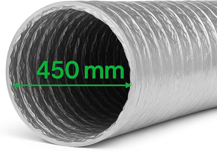 Flexibler Lüftungsschlauch mit 450 Millimetern Durchmesser.