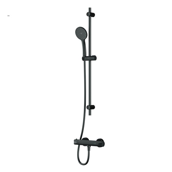 Duschsystem mit Thermostatarmatur und Handbrause an einer Duschstange