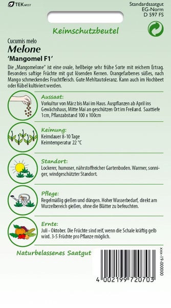 Melonensamen 'Mangomel F1' in einer Samenpackung