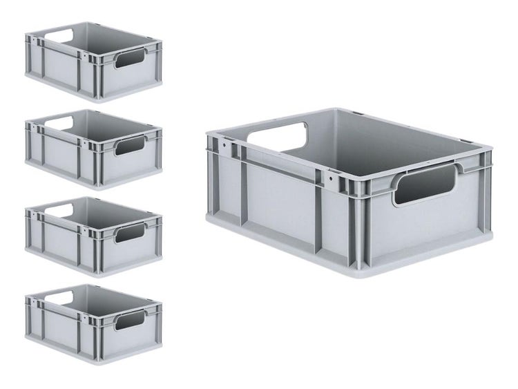 PROREGAL Spar Set 5x Eurobox Nextgen Economy Griffe Offen HxBxT 17 x 30 x 40 cm 16 Liter Eurobehälter Transportbox Transportbehälter