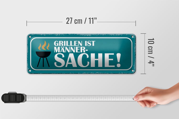 Blechschild Spruch 27x10cm grillen ist Männer Sache Dekoration