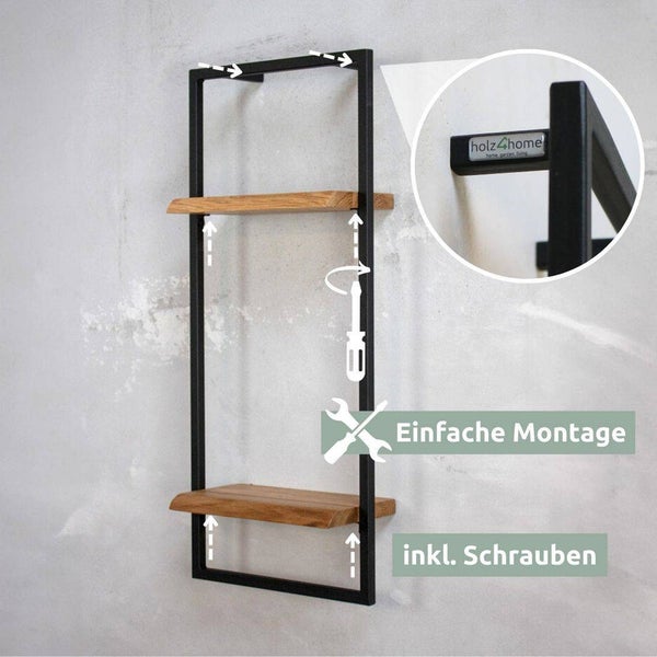 holz4home Wandregal High in Schwarz Gerahmt von holz4home® Natur mit Baumkante