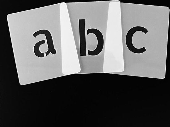 QBIX Buchstabenschablonen Set - 11,8 x 14 cm - Komplettes Alphabet klein