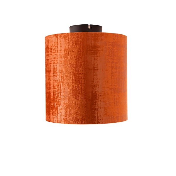 Deckenleuchte mattschwarz Samtschirm rot 25 cm - Kombi