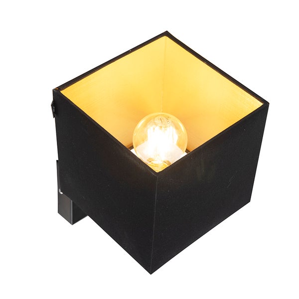 Schwarze Wandleuchte mit Glühbirne