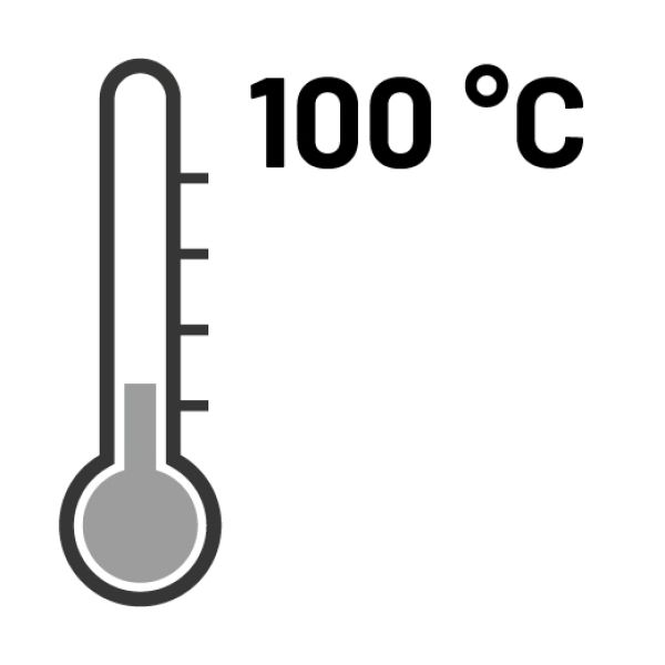 Symbol für eine Temperaturbeständigkeit bis einhundert Grad Celsius