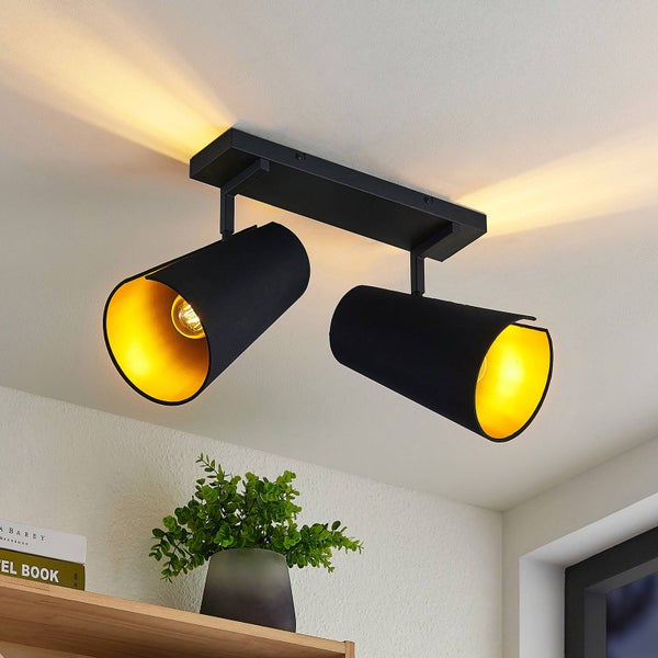 Lucande Wandleuchte, Wandlampe Innen Kemoni (Modern) in Schwarz aus Metall (2 flammig E27) - Wandstrahler Wandbeleuchtung Schlafzimmer / Wohnzimmer Wohnzimmerleuchte