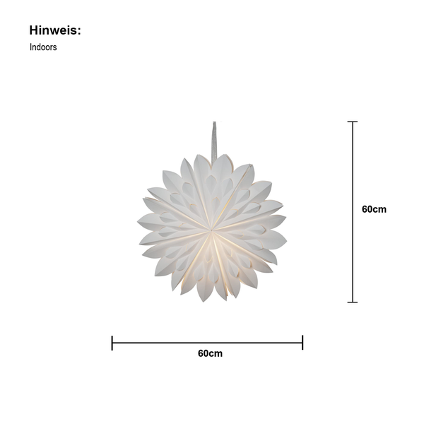 Papierstern mit einem Durchmesser von 60 cm für den Innenbereich