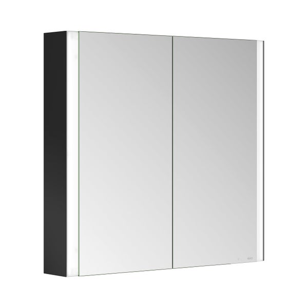 KEUCO Royal Mia Aufputz-LED-Spiegelschrank 80cm, 2 Türen, Seiten schwarz