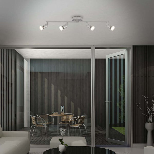LED Spotleuchte Deckenleuchte 4xGU10 12W schwenkbar Metall Titanfarbig Briloner
